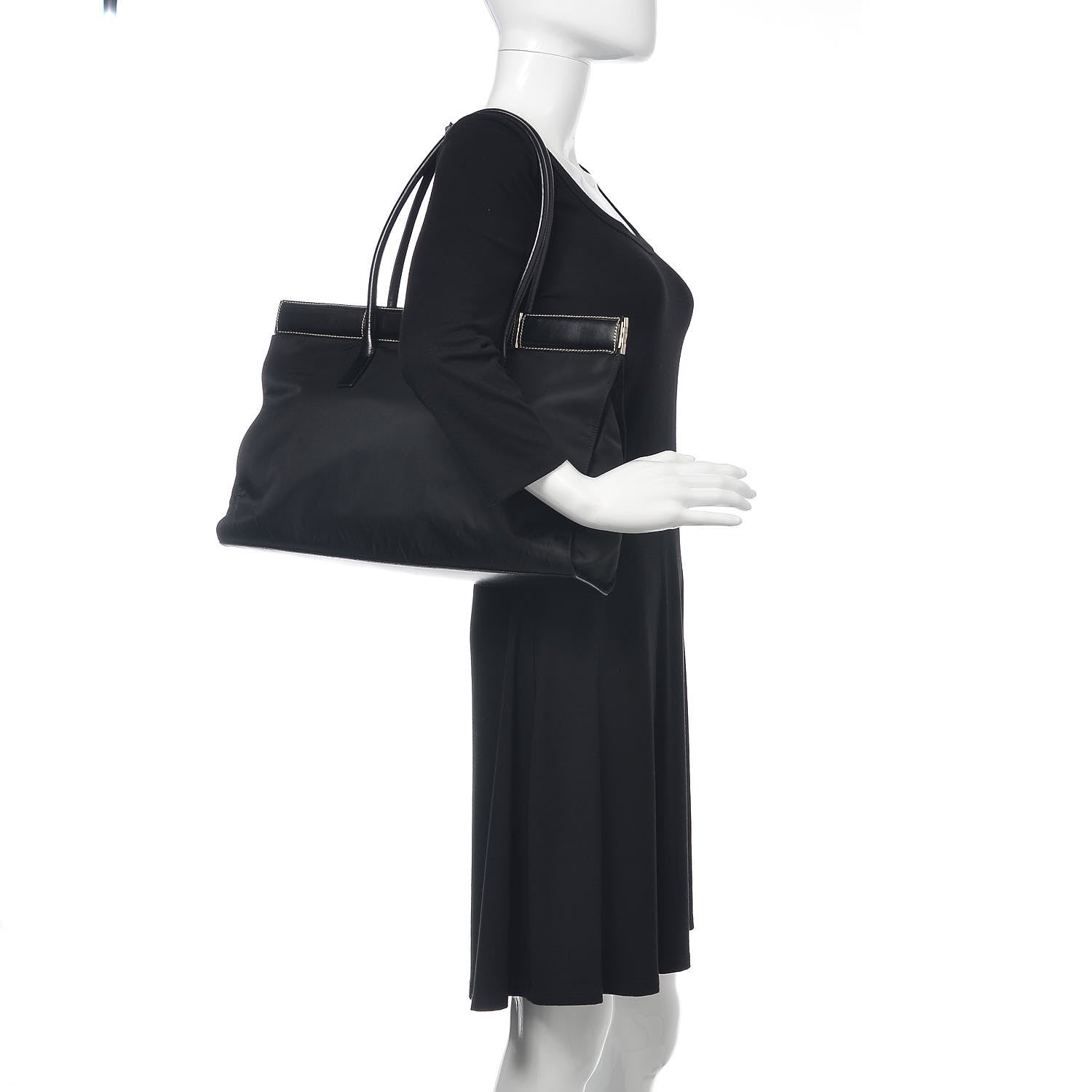 Prada Tessuto Nylon Soft Calf Tote Black 2 of 12