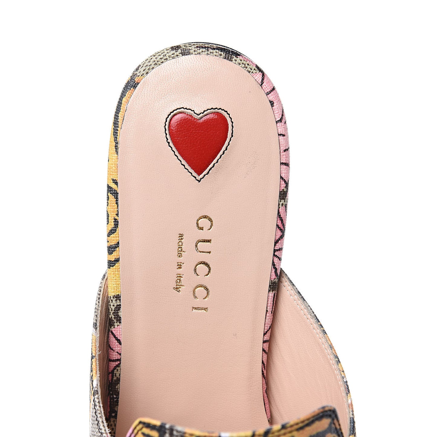 GG Supreme Monogram Bengal Womens Princetown Slippers 37 Beige Crop Pink