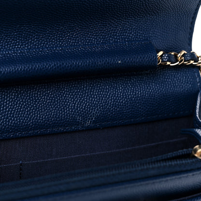 Chanel Caviar Quilted Wallet On Chain WOC Navy Blue 10 of 11