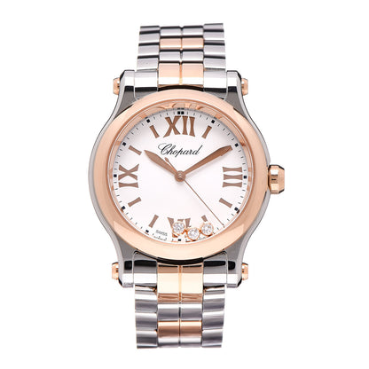 Chopard Stainless Steel 18K Rose Gold 3 Diamond 30mm Happy Sport Quartz Watch 1 of 8