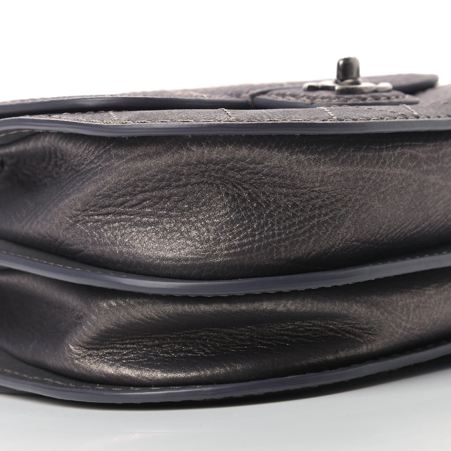 Chanel Metallic Calfskin Small Coco Twin Flap Dark Grey 7 of 8