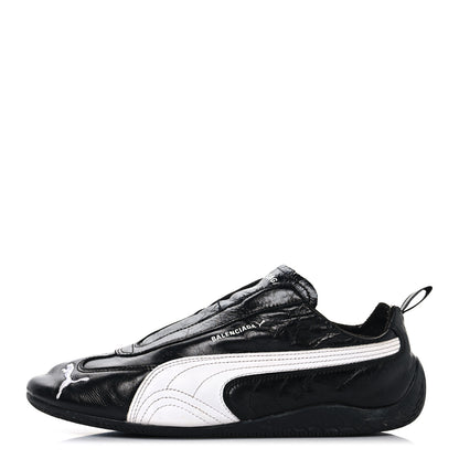 Balenciaga X PUMA Crumpled Calfskin Mens Speedcat Sneakers 42 Black White 1 of 9