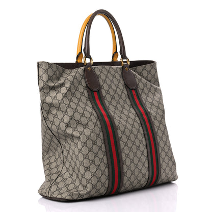 Gucci GG Supreme Monogram Web Neo Vintage Tote Beige New Acero Crop 3 of 33