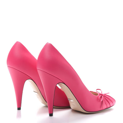 Gucci Nappa Bow High Heel Pumps 38.5 Bright Fuxia 4 of 8