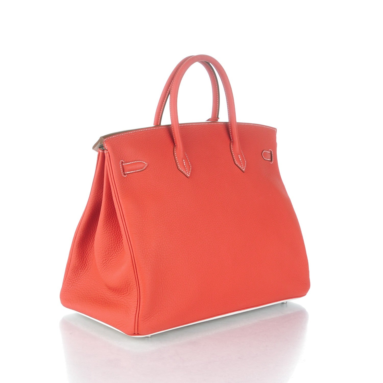 Hermes Taurillon Clemence Eclat Birkin 40 Sanguine Blanc 3 of 24