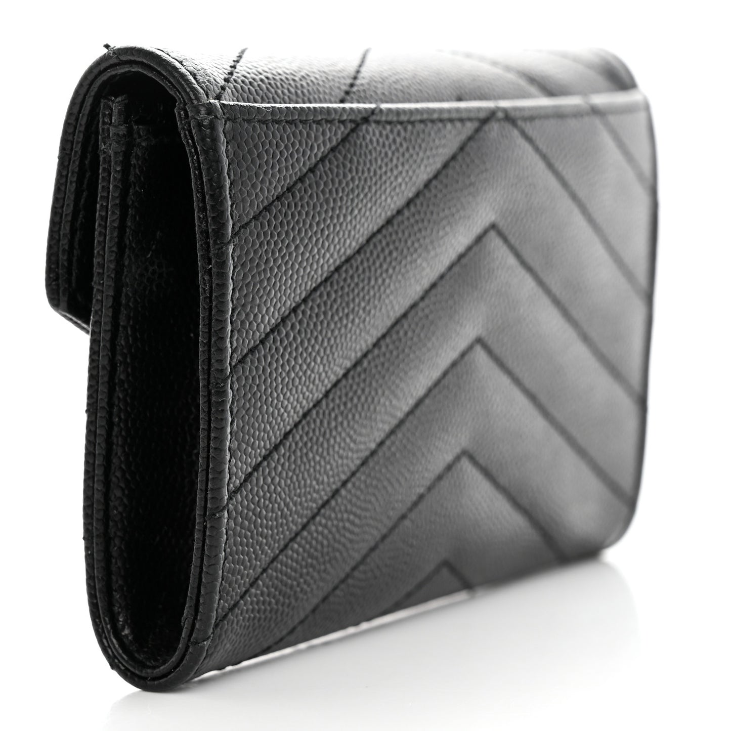 Grain De Poudre Matelasse Chevron Small Monogram Envelope Wallet Black