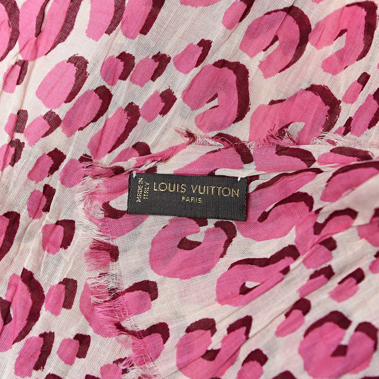 Louis Vuitton Cotton Leopard Pareo Blanc Corail 4 of 5