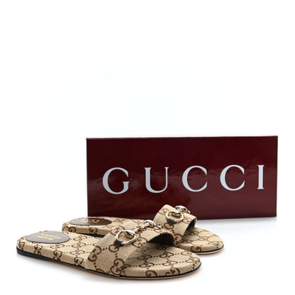Gucci Monogram Horsebit Slide Sandals 37.5 Camel Ebony 10 of 10