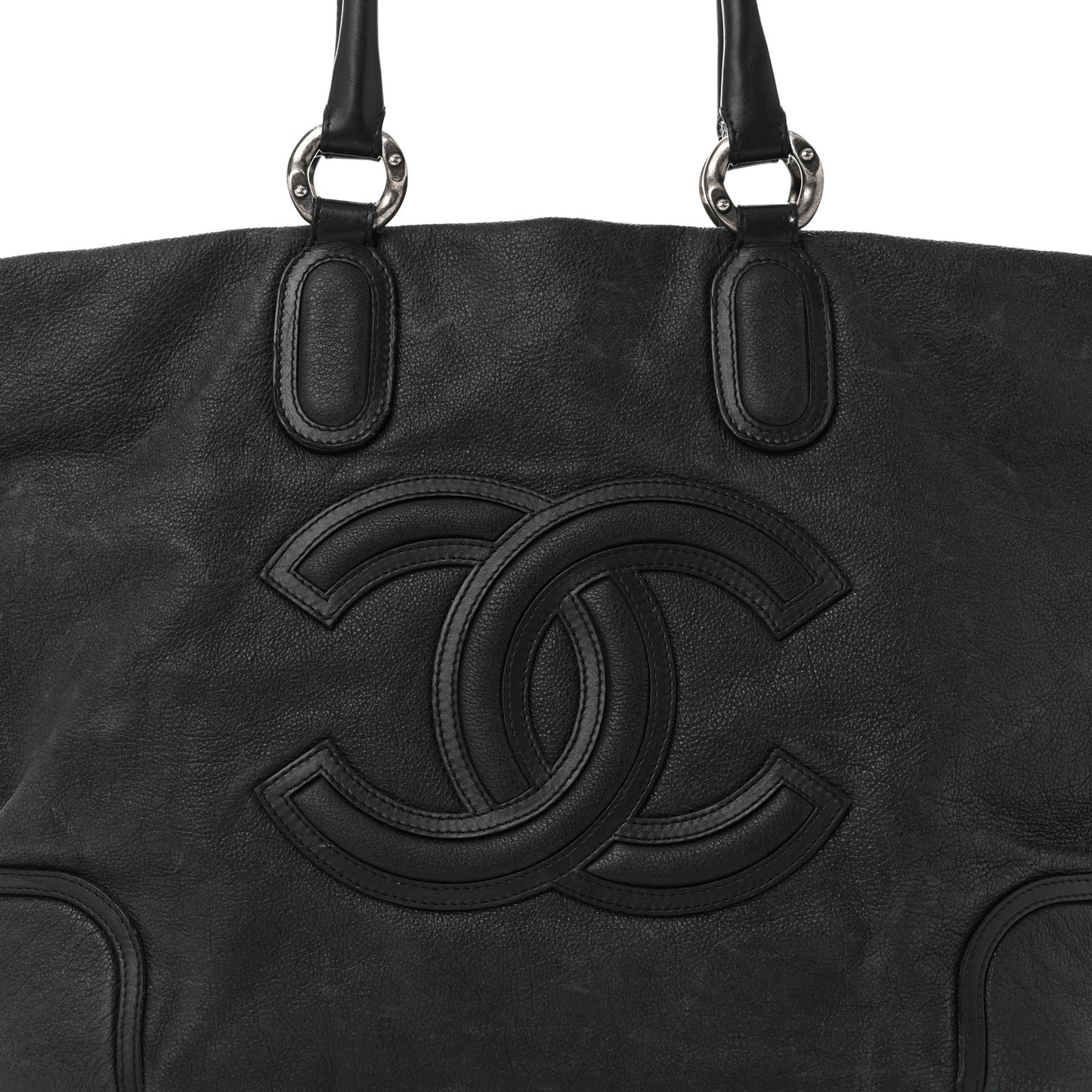 Washed Calfskin Tote Black