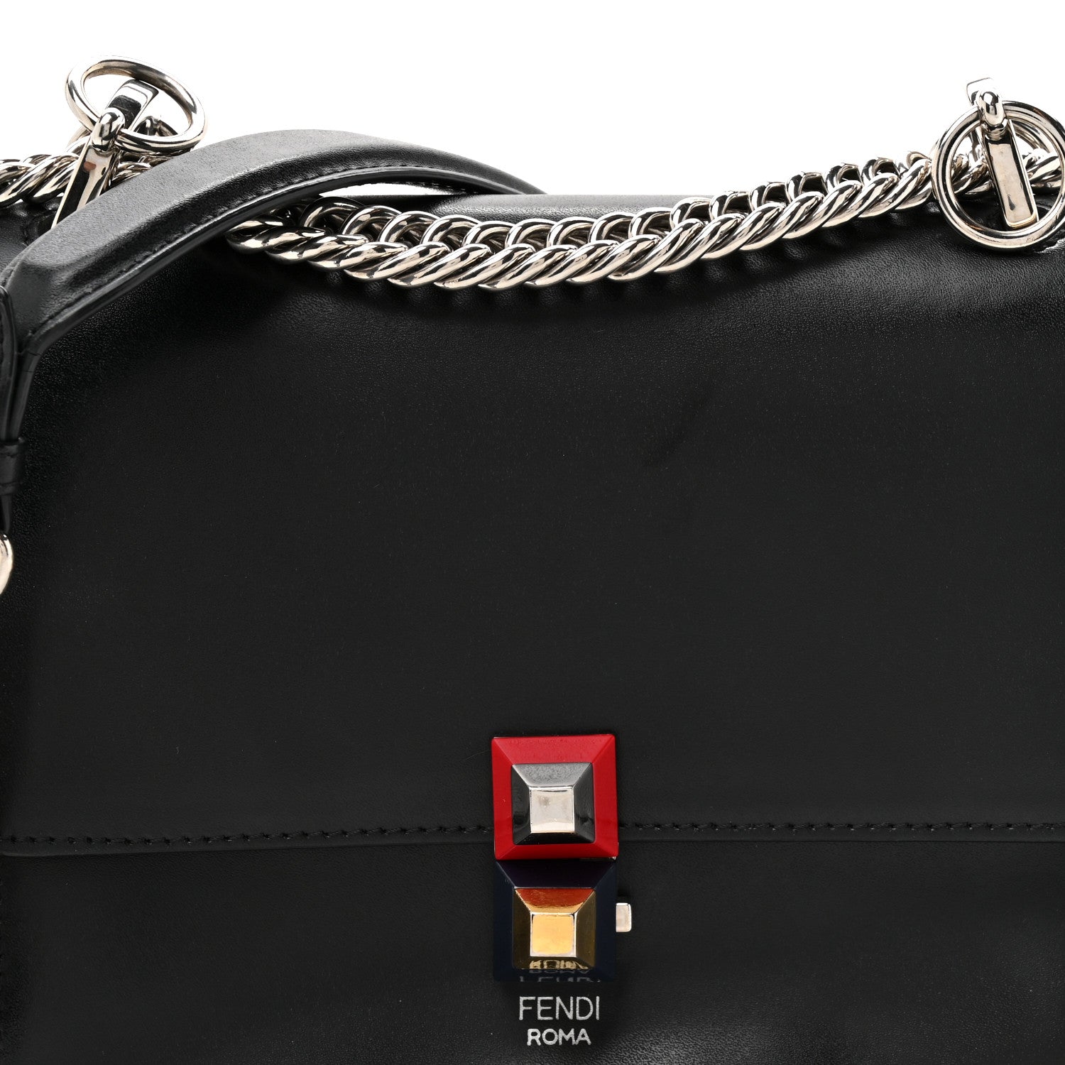 Fendi Vitello Liberty Studded Small Kan I Shoulder Bag Black Multicolor 8 of 12