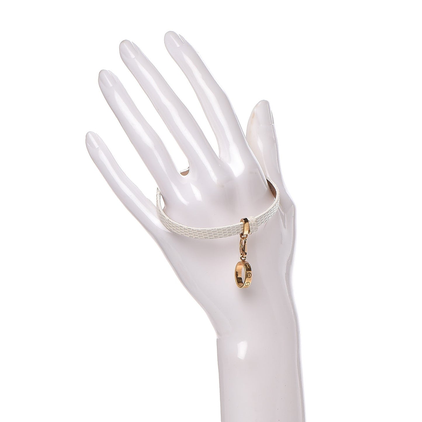 18K Yellow Gold Lizard LOVE Charm Bracelet White