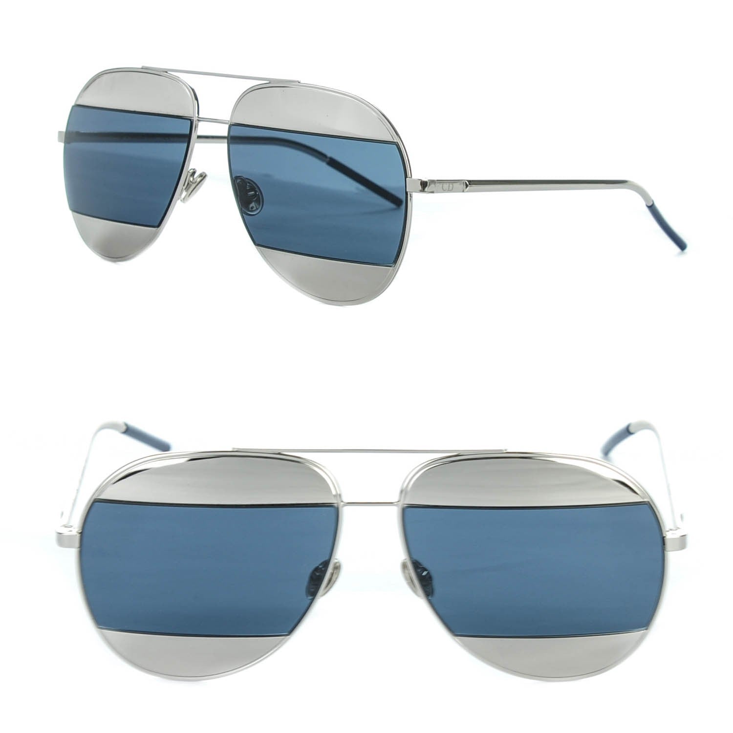 Christian Dior Split 1 Aviator Sunglasses Silver Blue 1 of 5
