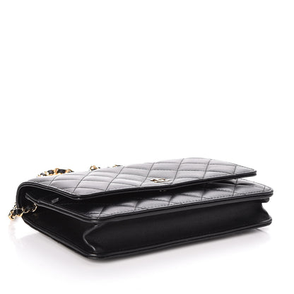 Chanel Lambskin Quilted Wallet On Chain WOC Black 4 of 9