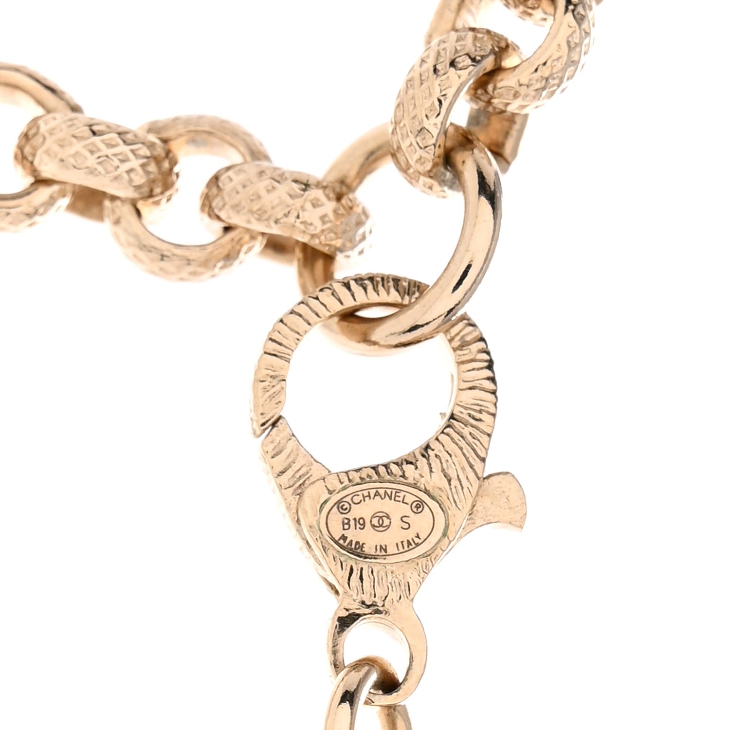 Chanel Metal Crystal Cha-Nel Logo Necklace Gold 5 of 5