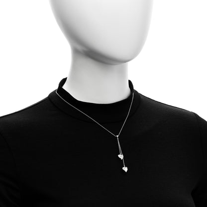 Tiffany Sterling Silver Double Heart Lariat Pendant Necklace 2 of 5