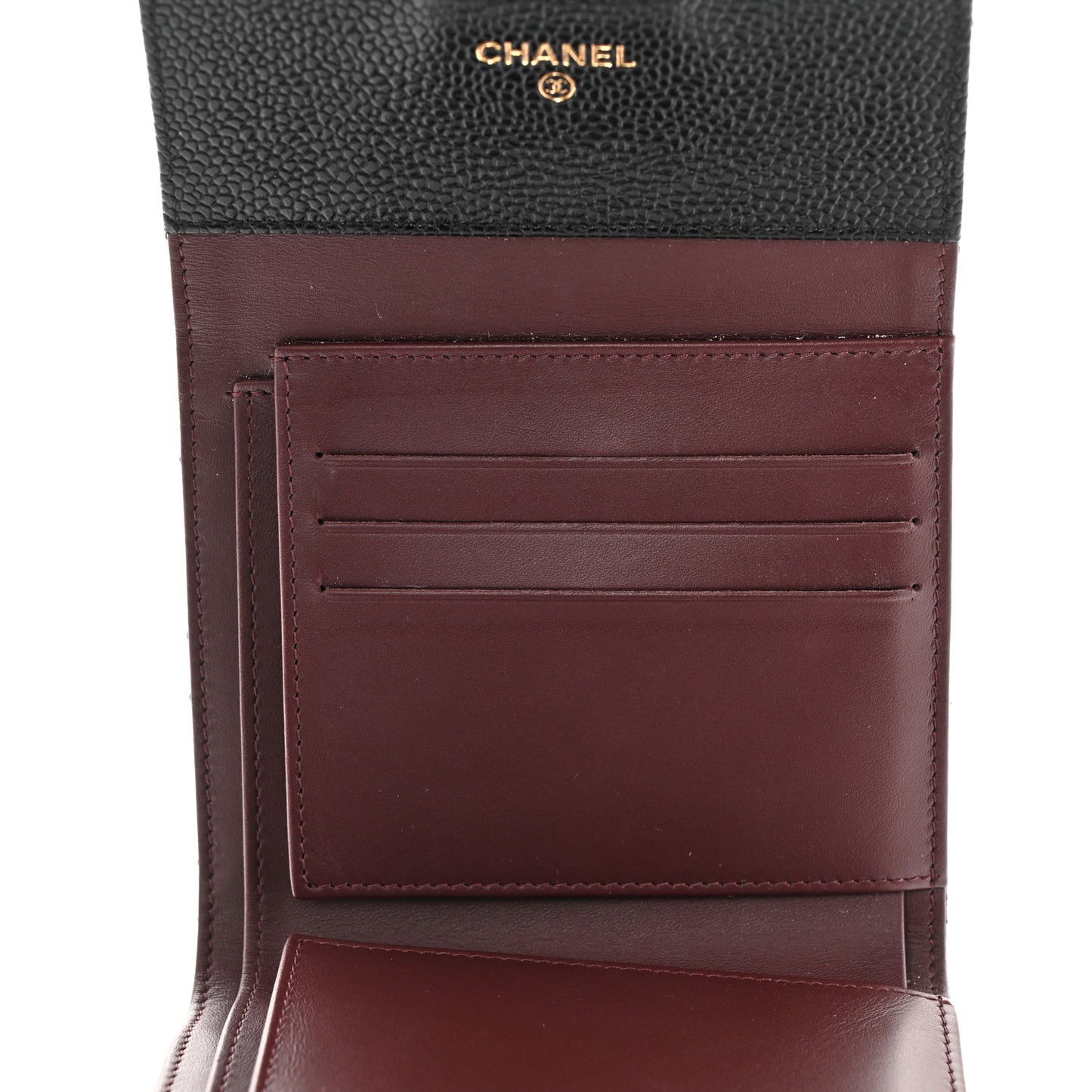 Caviar Quilted Compact Flap Wallet Black