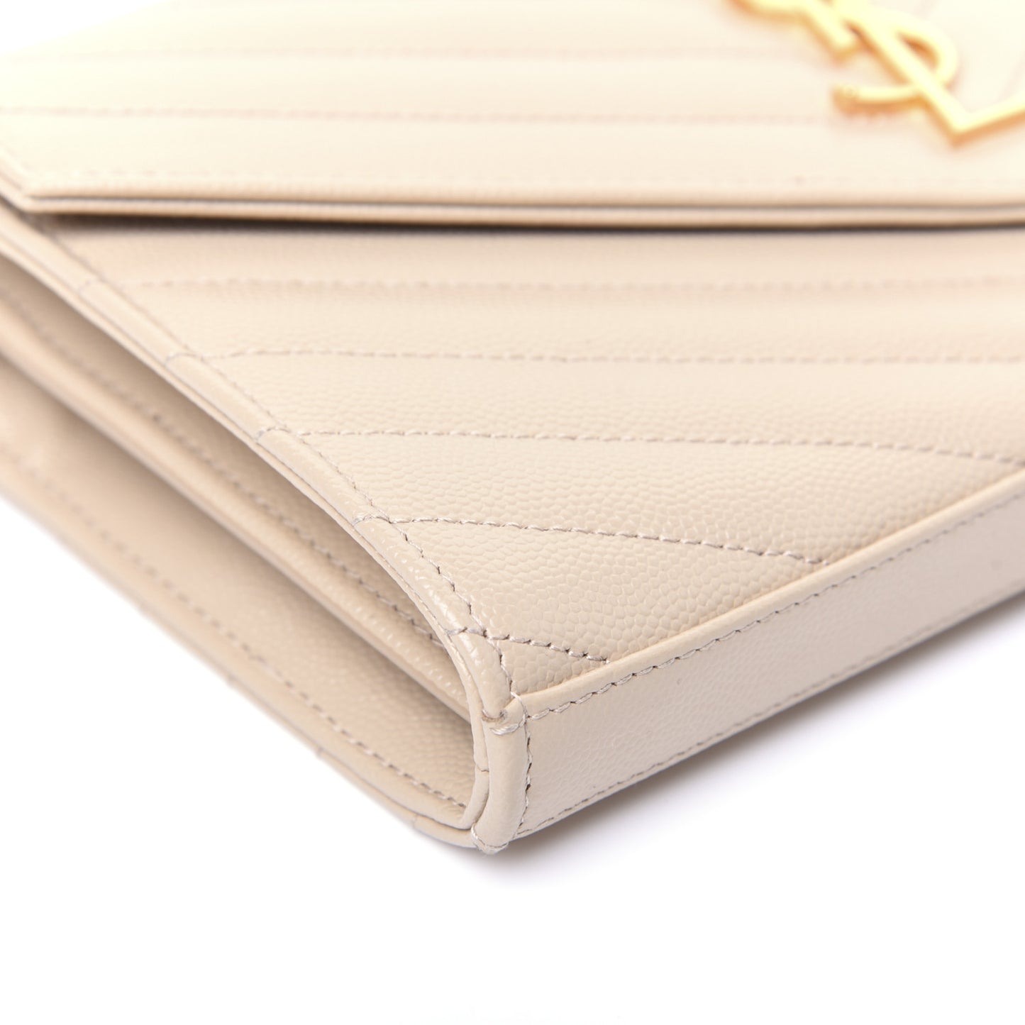 Grain De Poudre Matelasse Chevron Monogram Chain Wallet Nude Powder