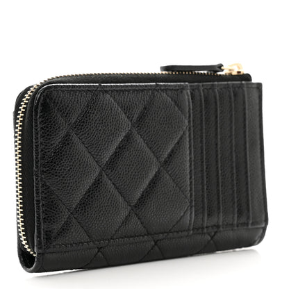 Chanel Caviar Quilted CC Zip Around Card Holder Black 3 of 8