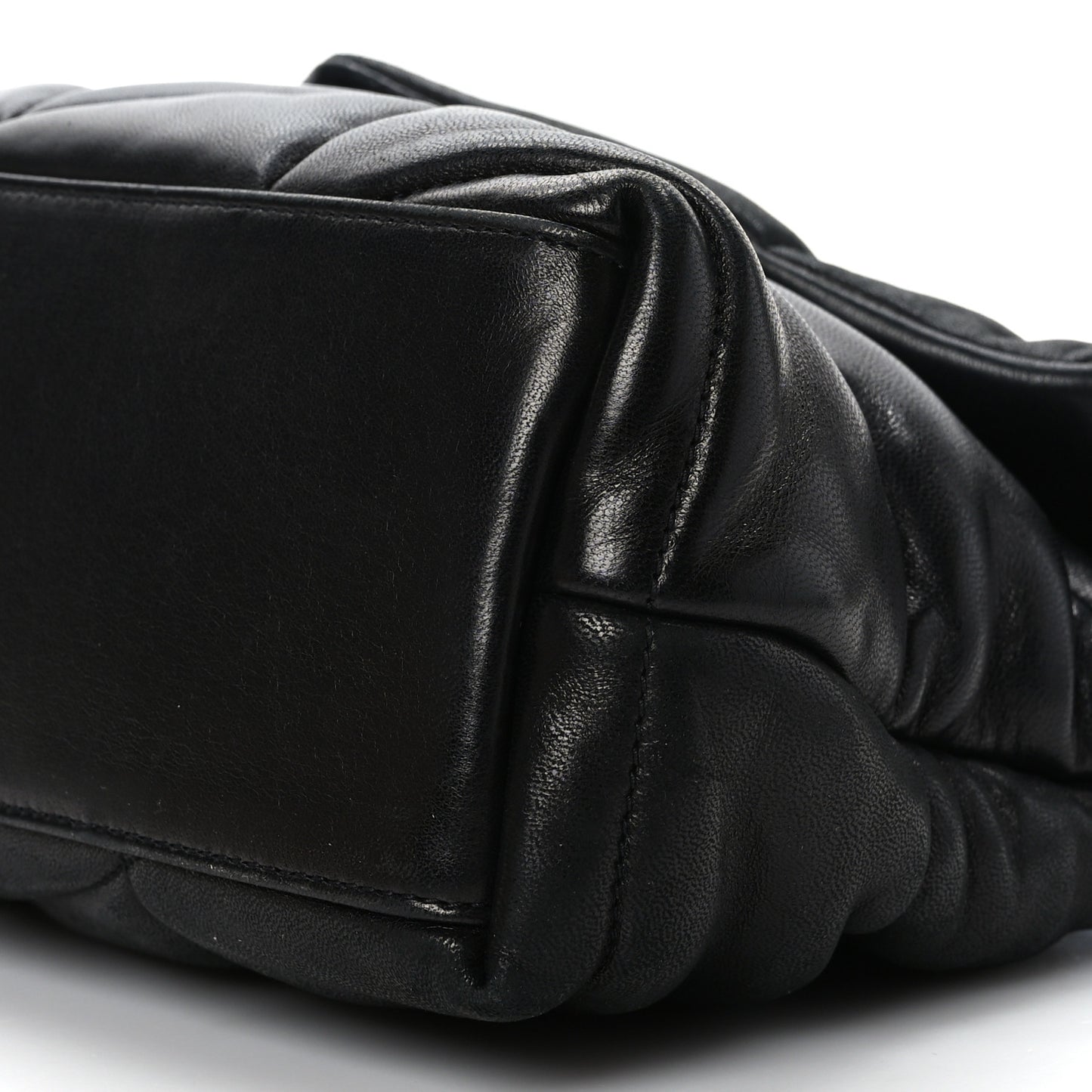 Lambskin Quilted Small Loulou Puffer Monogram Chain Satchel Black
