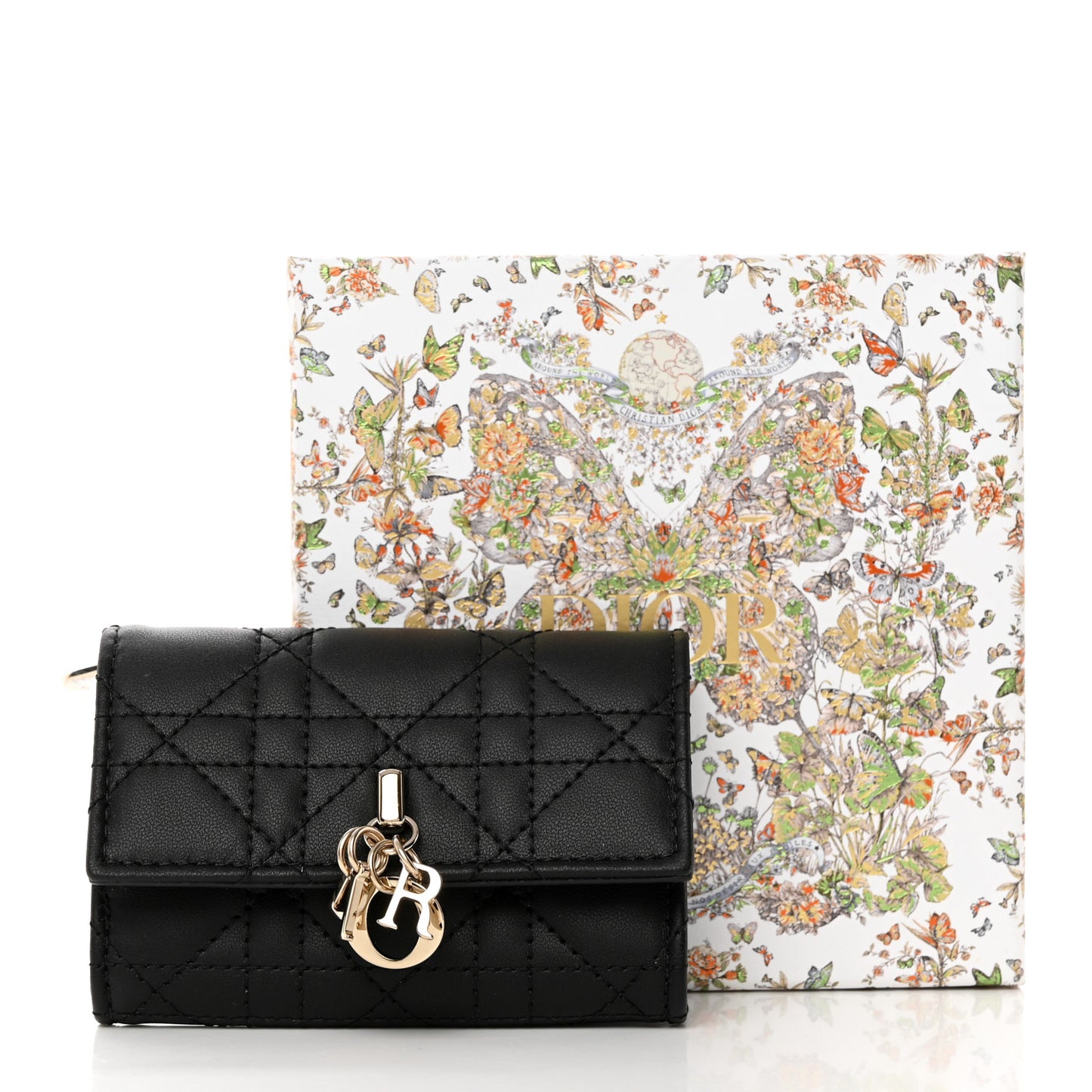 Lambskin Cannage My Dior Glycine Wallet Black