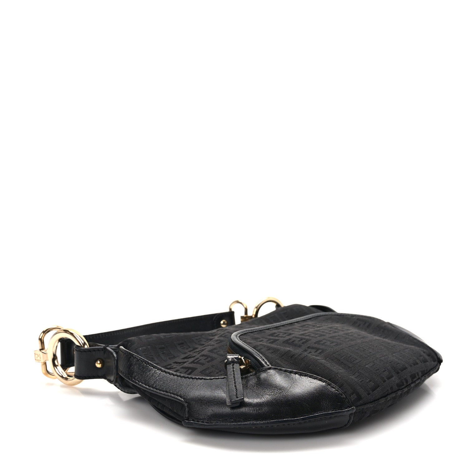 Fendi Zucchino Cuoio Chef Pocket Shoulder Bag Black 4 of 9