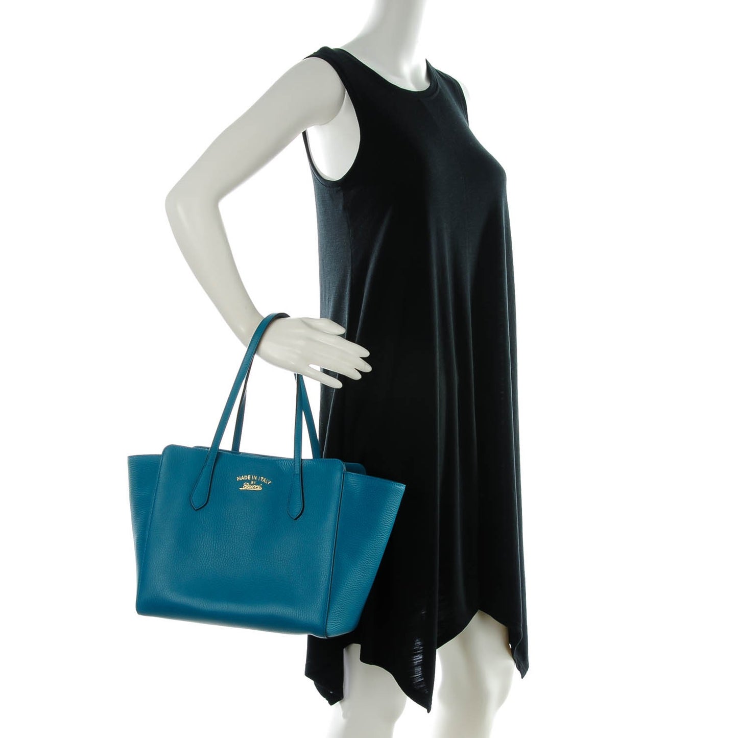 Dollar Calfskin Small Swing Tote Deep Cobalt