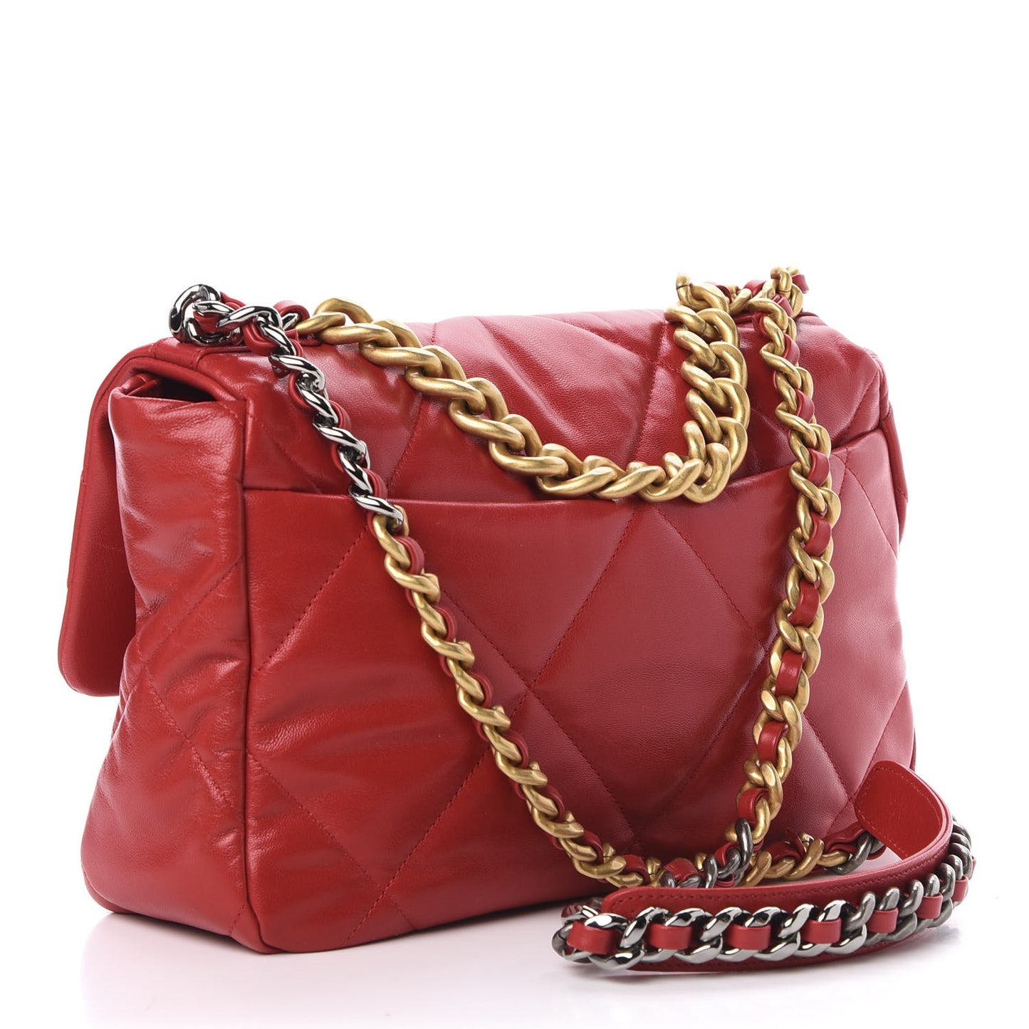 Lambskin Quilted Large 19 Flap Red