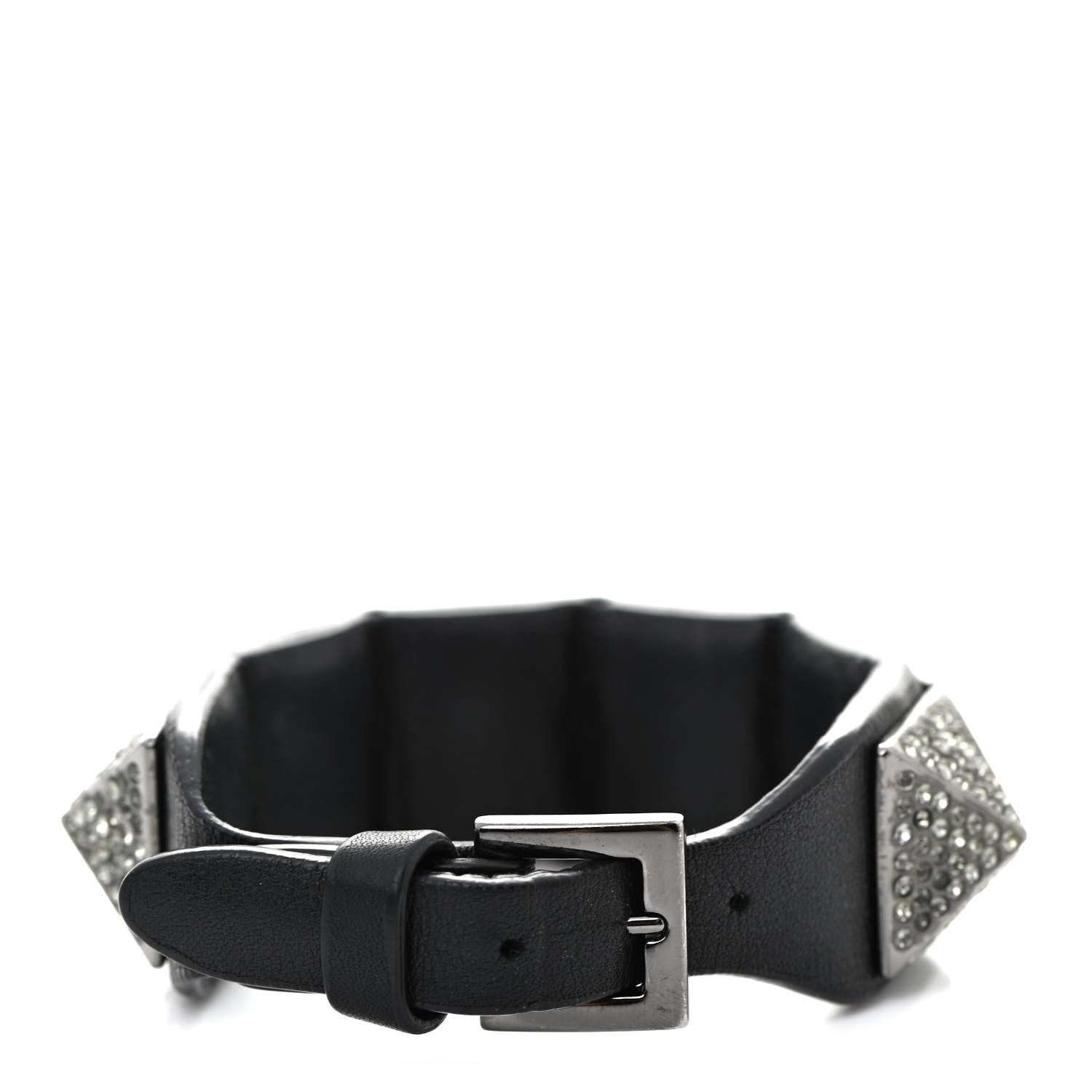 Valentino Garavani Calfskin Crystal Macro Rockstud Bracelet Black 3 of 9