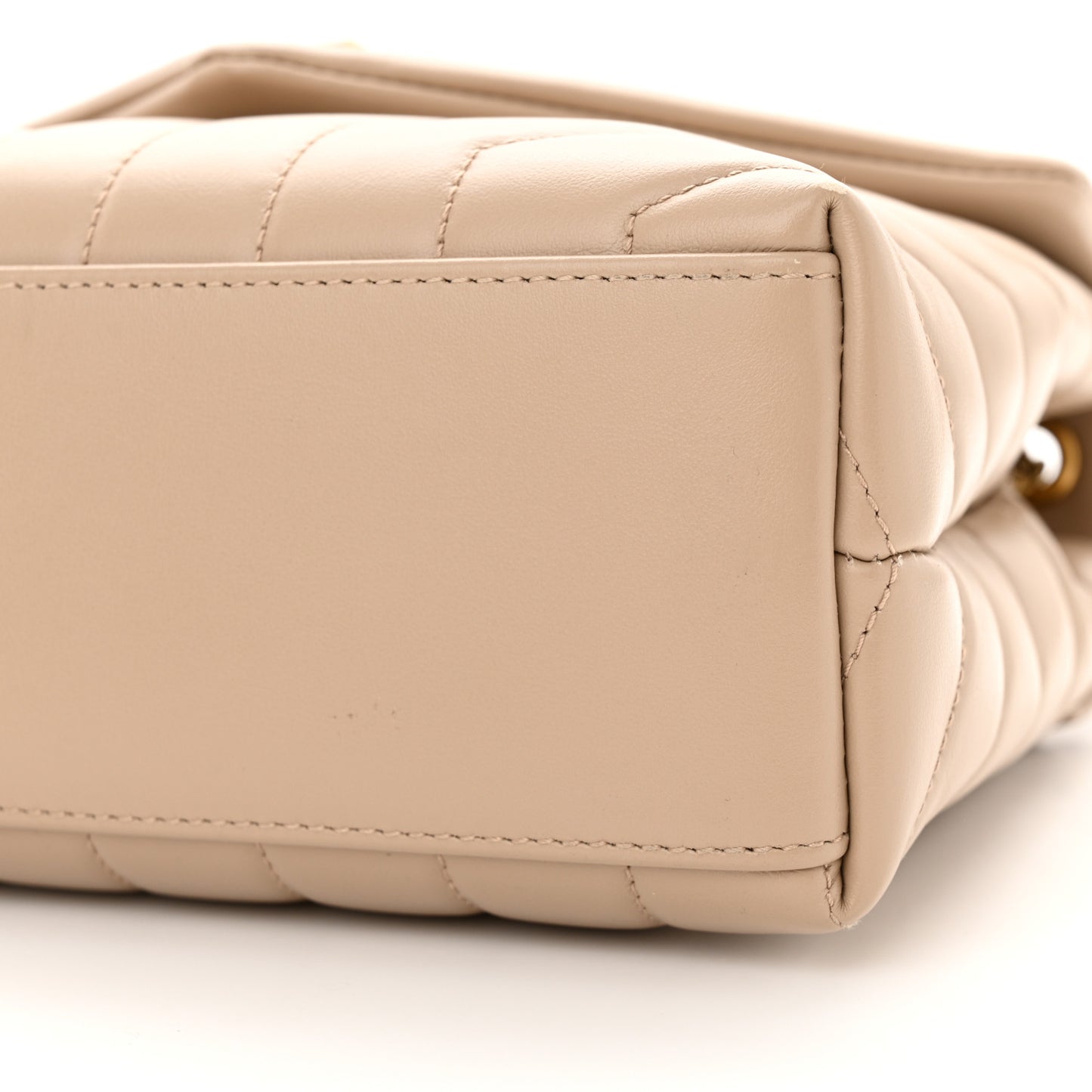 Calfskin Y Quilted Monogram Small Loulou Chain Satchel Dark Beige