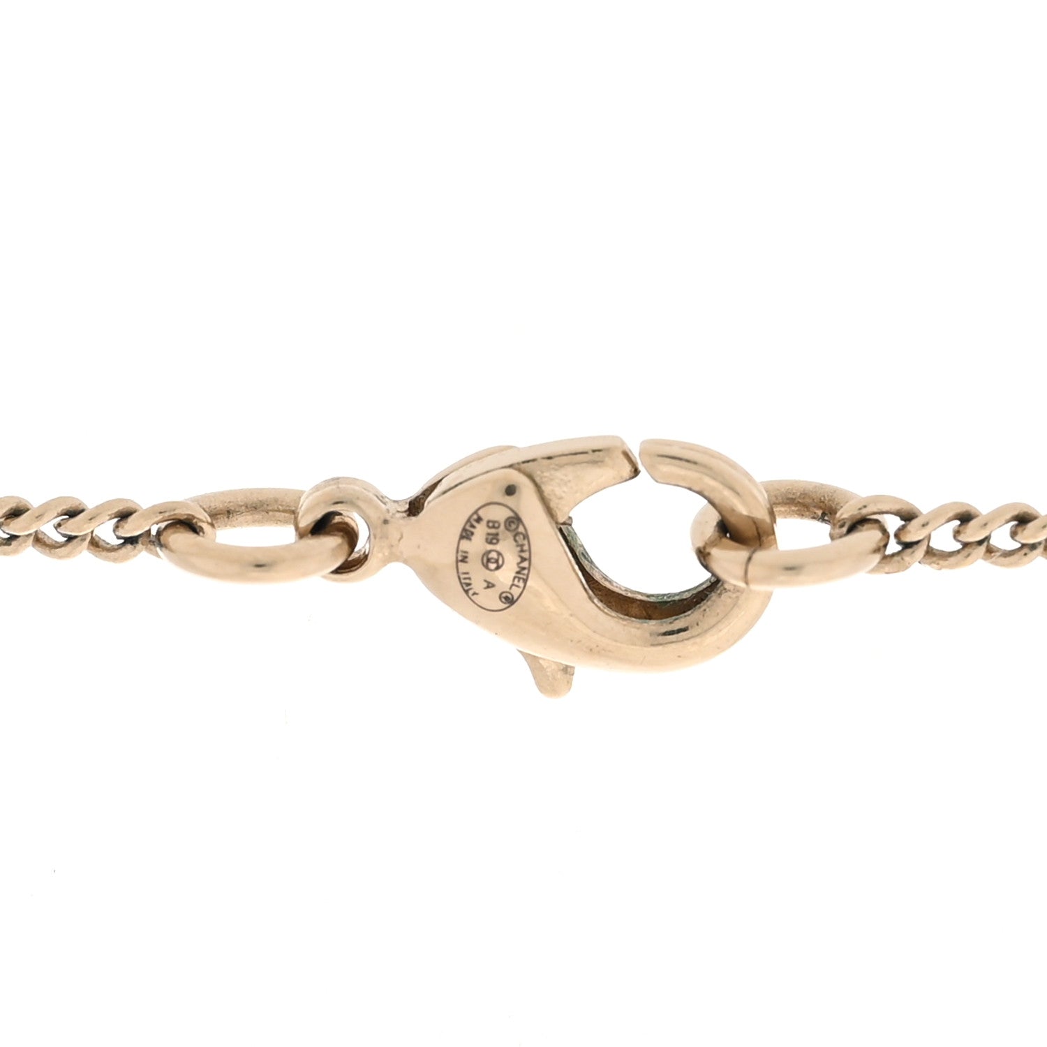Chanel Crystal Metal Quilted CC Pendant Necklace Gold 4 of 5