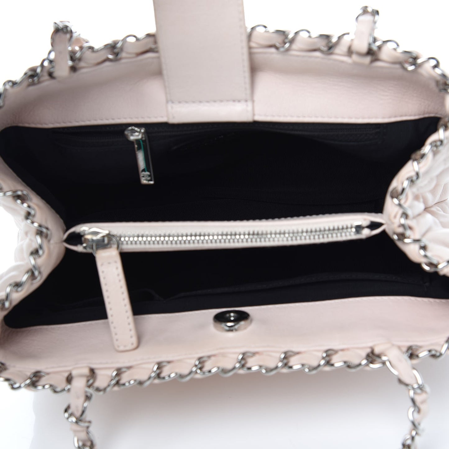 Lambskin Quilted Mini Chain Me Tote Light Beige