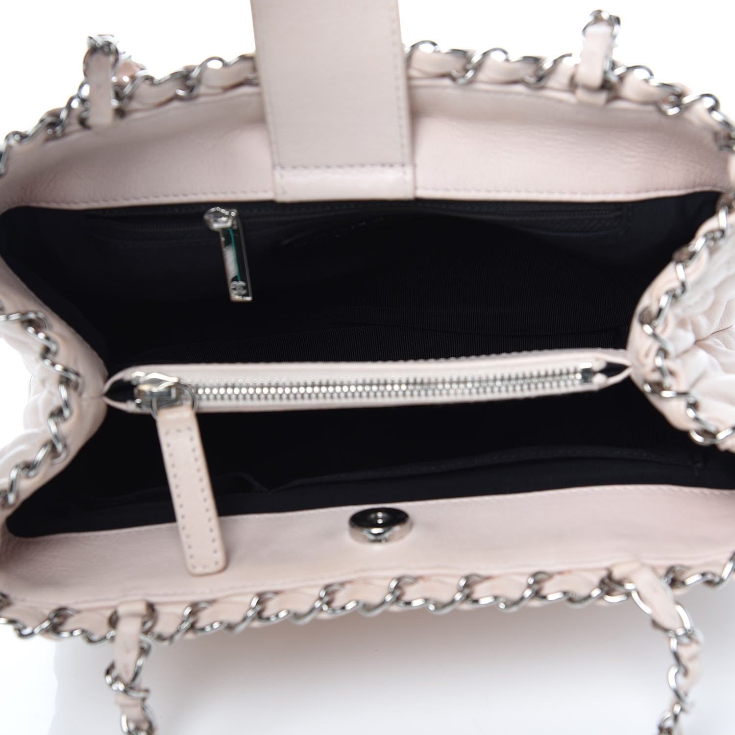 Chanel Lambskin Quilted Mini Chain Me Tote Light Beige 5 of 12