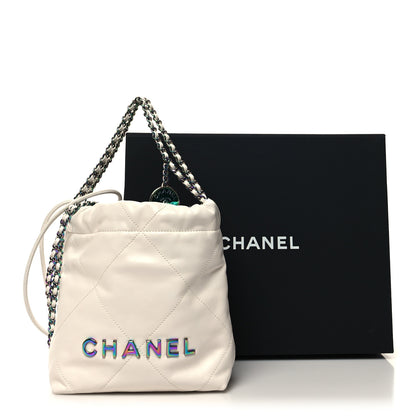 Chanel Shiny Calfskin Quilted Rainbow Mini Chanel 22 White 11 of 11