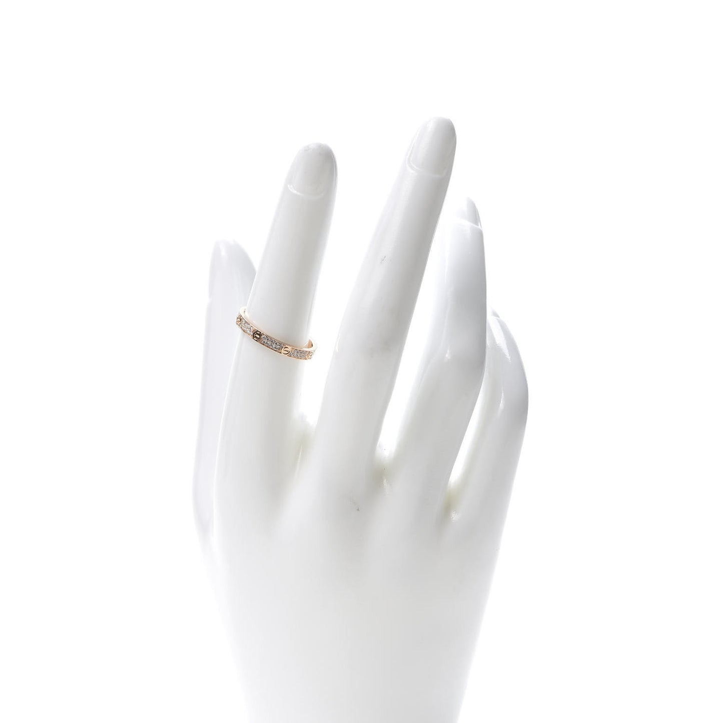 18K Pink Gold Diamond 2.6mm LOVE Paved Band Ring 54 6.75