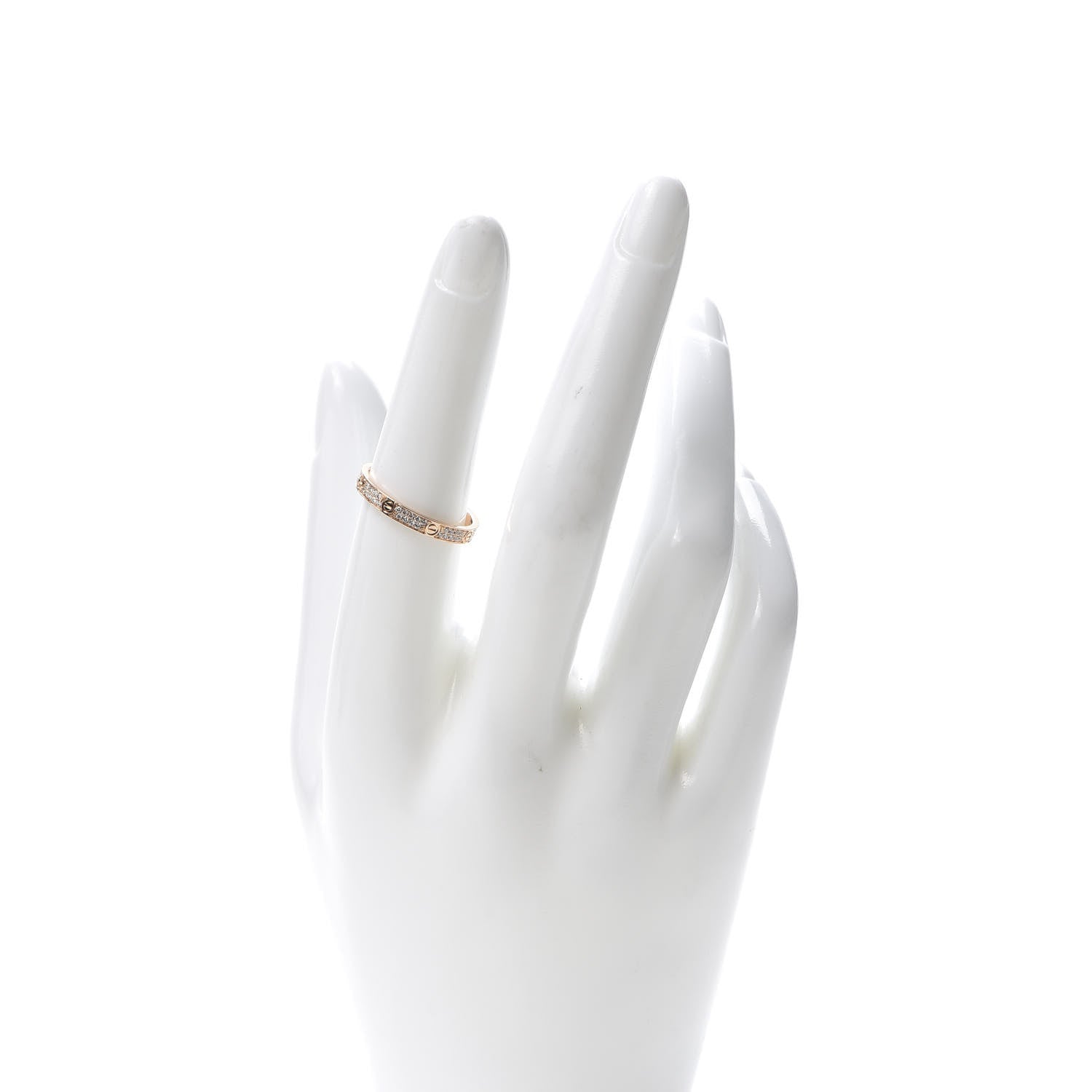 Cartier 18K Pink Gold Diamond 2.6mm LOVE Paved Band Ring 54 6.75 2 of 7