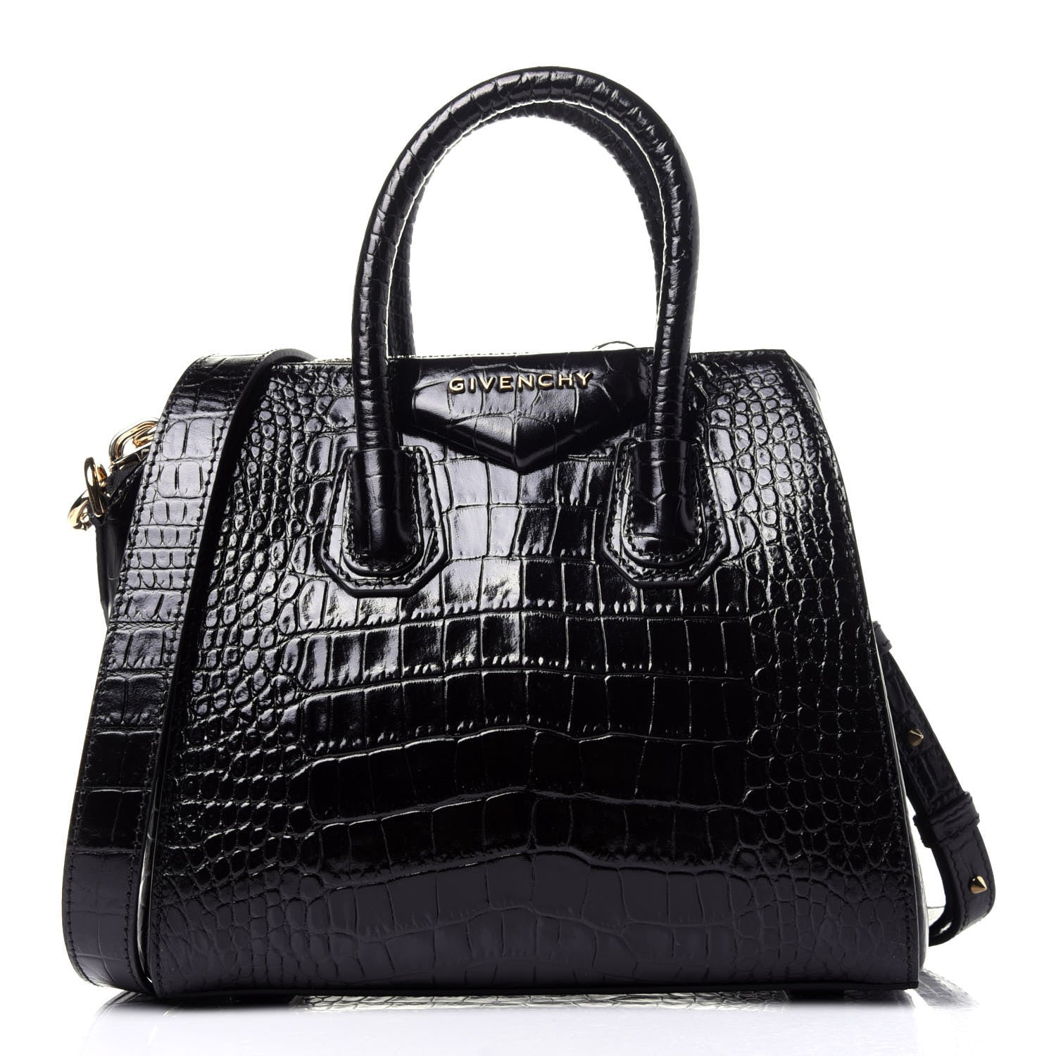 Givenchy Calfskin Crocodile Embossed Mini Antigona Black 1 of 11