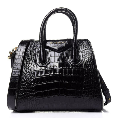 Givenchy Calfskin Crocodile Embossed Mini Antigona Black 1 of 11