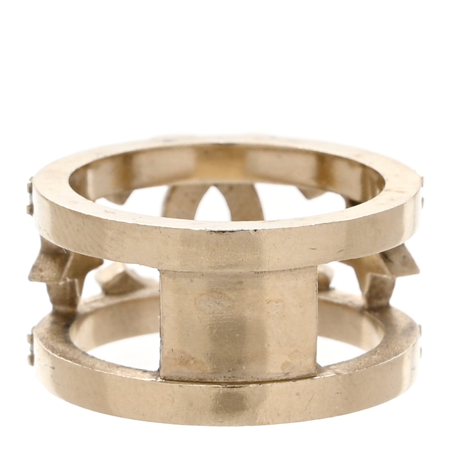 Chanel Metal Crystal CC Star Ring 51 Light Gold 3 of 5