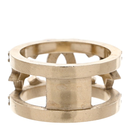 Chanel Metal Crystal CC Star Ring 51 Light Gold 3 of 5