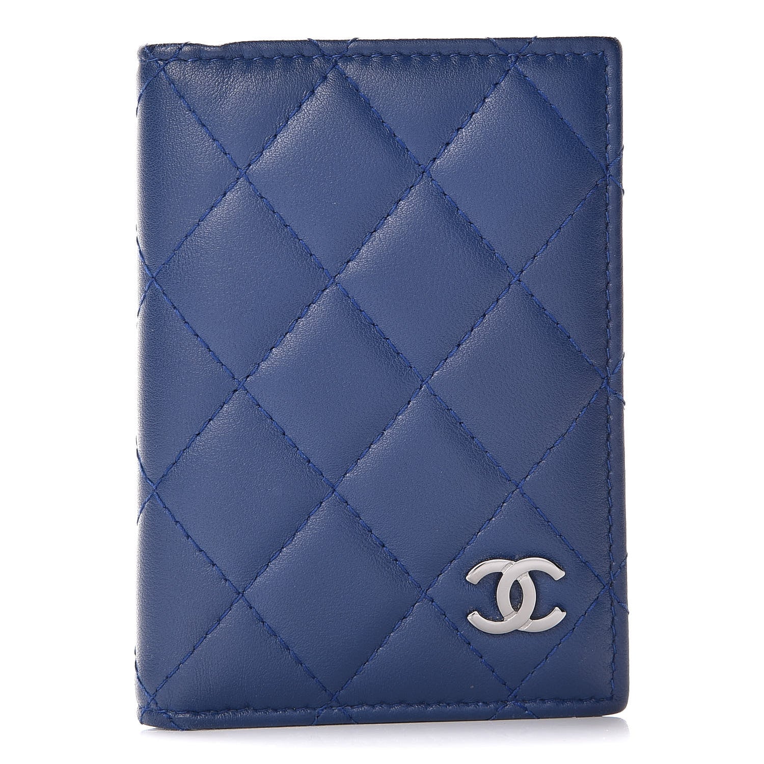Chanel Lambskin Quilted Card Holder Wallet Blue 1 of 7