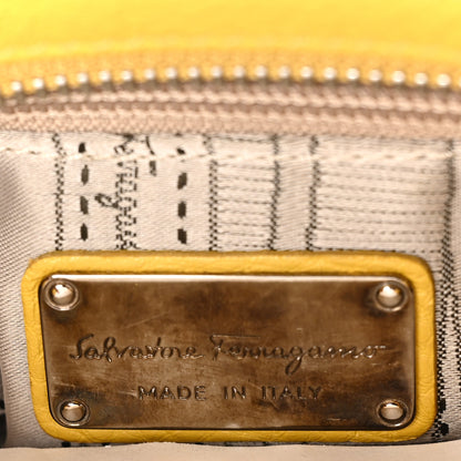 Salvatore Ferragamo Calfskin Sofia Gancini Satchel Yellow 6 of 9
