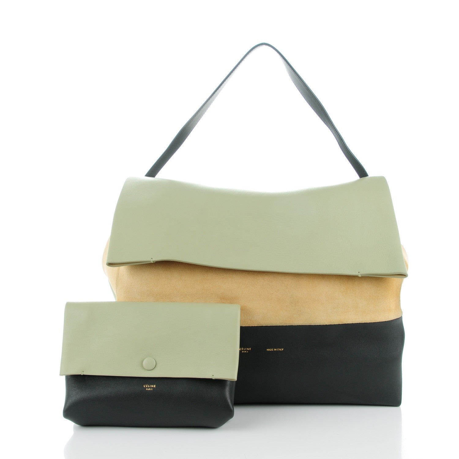 Celine Calfskin Suede All Soft Shoulder Bag Pistachio 3 of 11