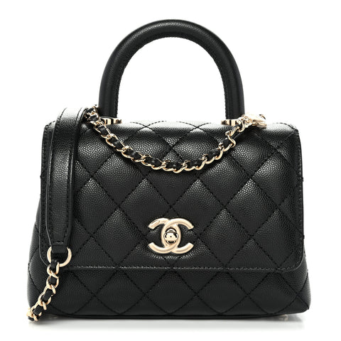 Caviar Quilted Extra Mini Coco Handle Flap Black