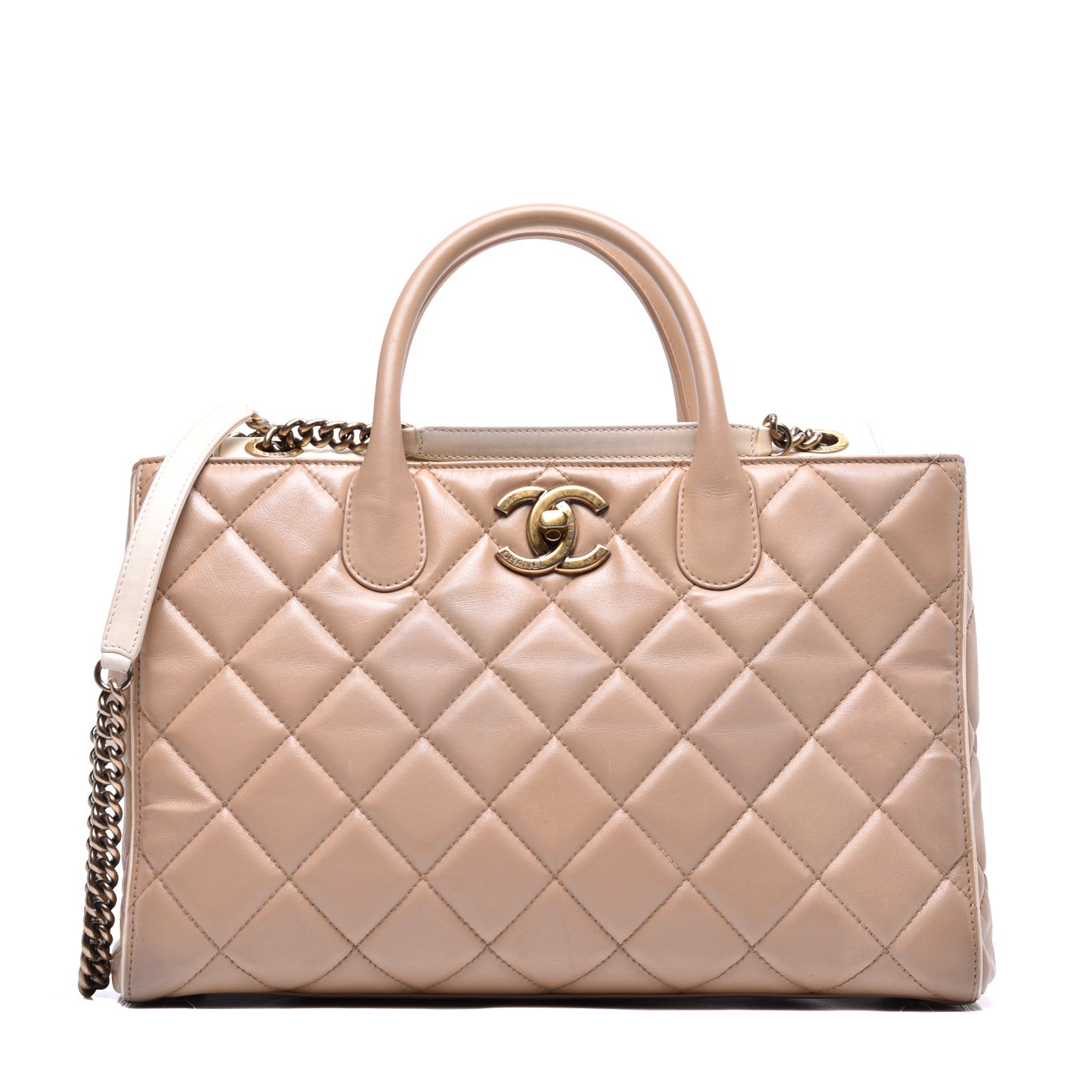 Chanel Lambskin Quilted Small Portobello Tote Beige 1 of 13