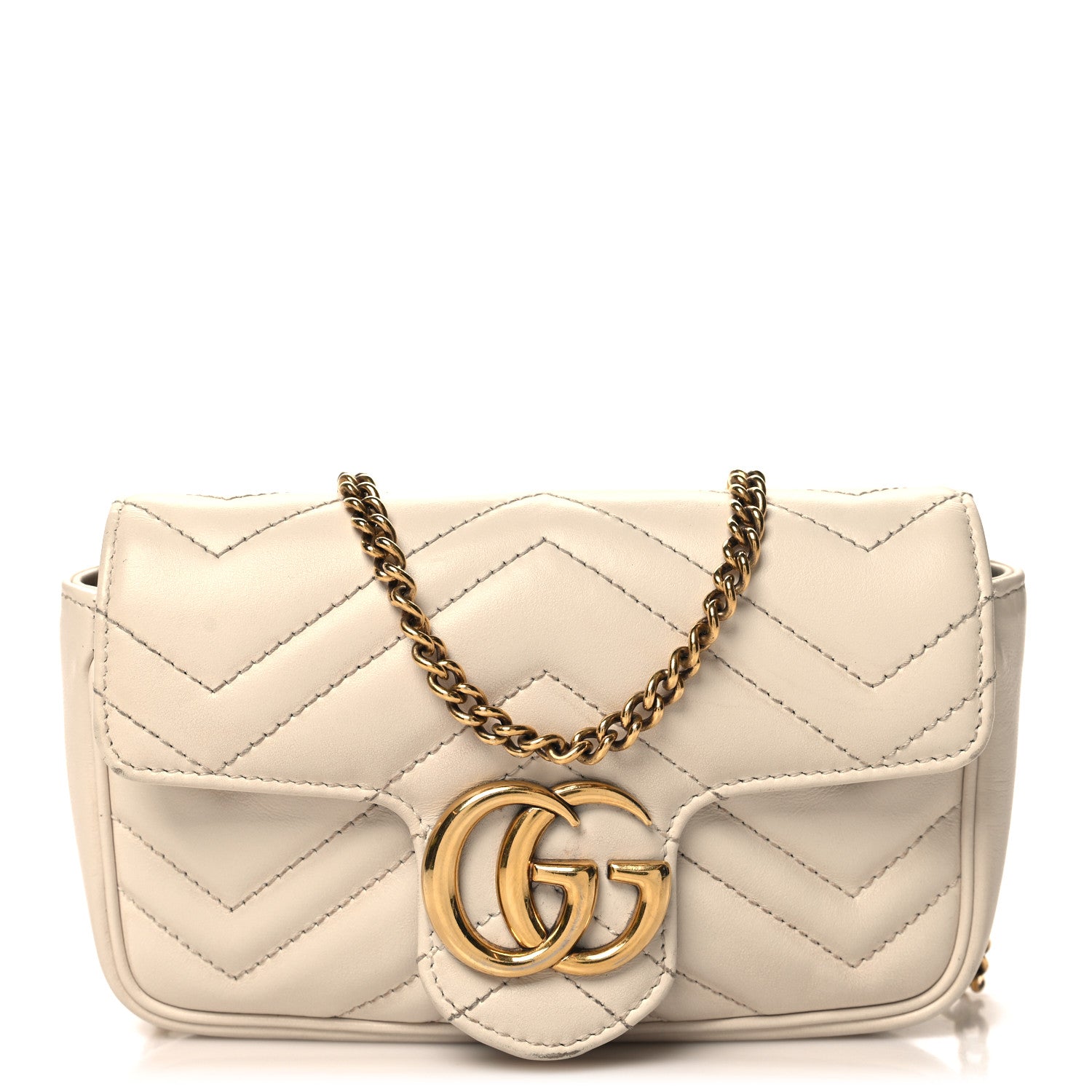 Gucci Calfskin Matelasse Super Mini GG Marmont Shoulder Bag White 1 of 11