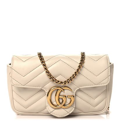 Gucci Calfskin Matelasse Super Mini GG Marmont Shoulder Bag White 1 of 11