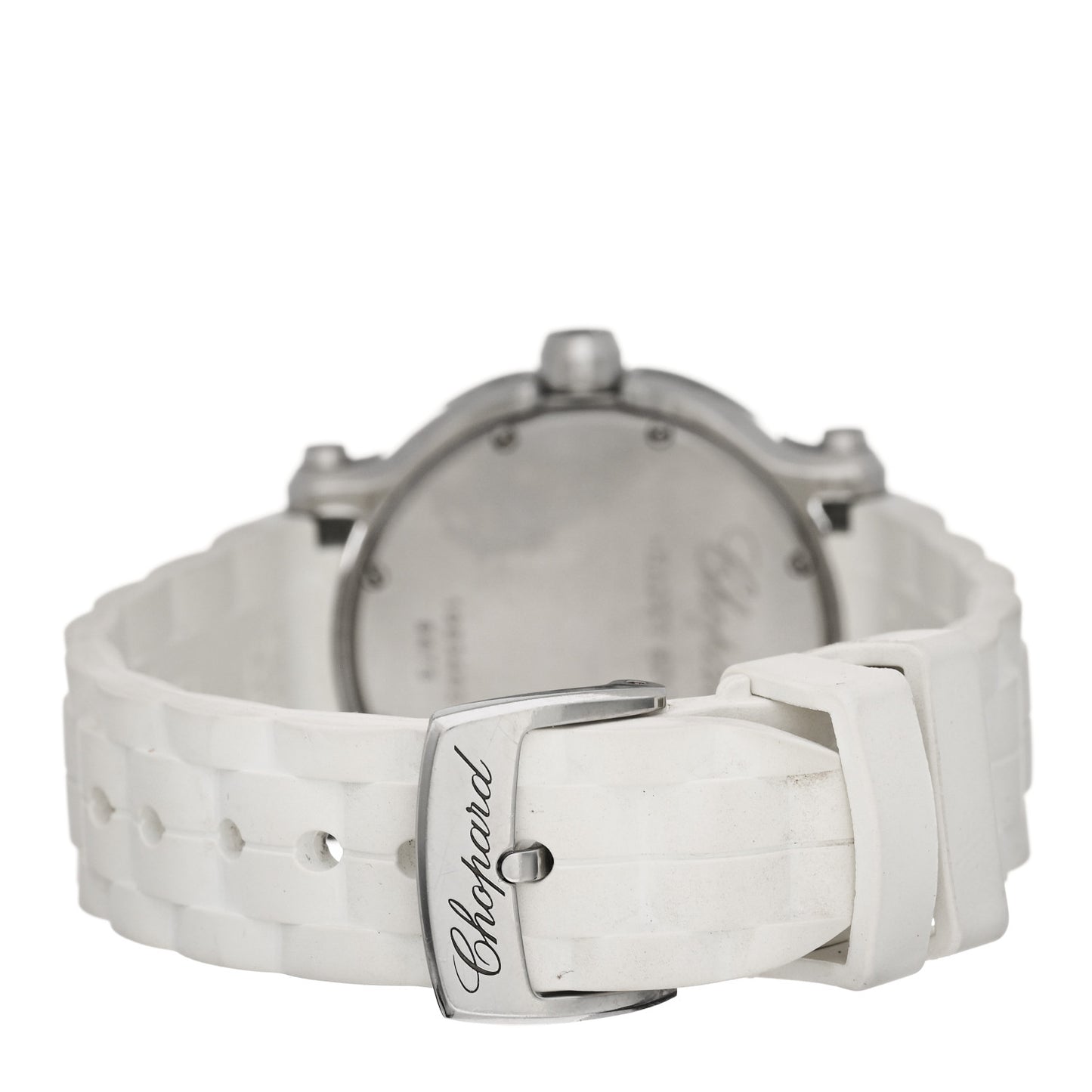 Stainless Steel Rubber 3 Diamond 36mm Happy Sport Quartz Watch White