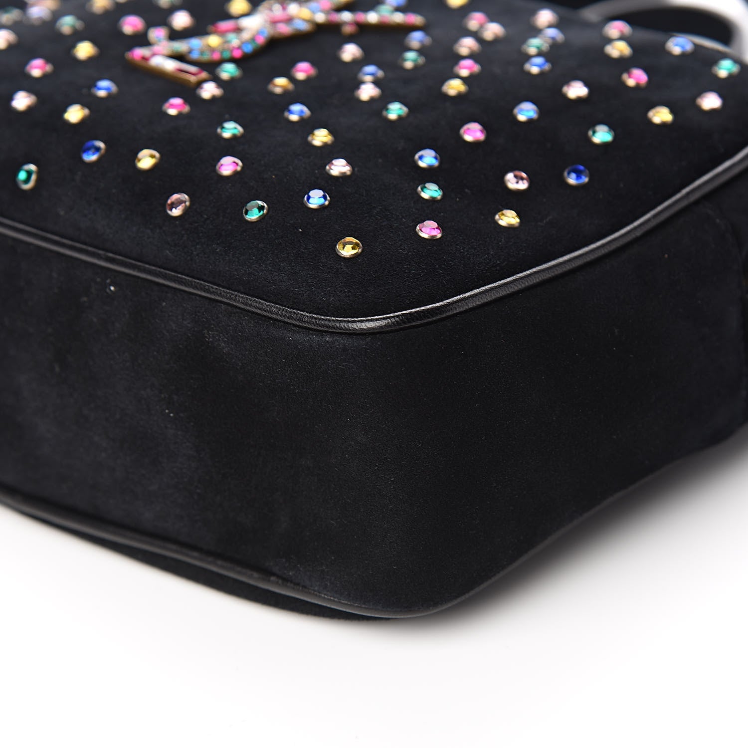 Saint Laurent Suede Crystal Camera Bag Black 9 of 10