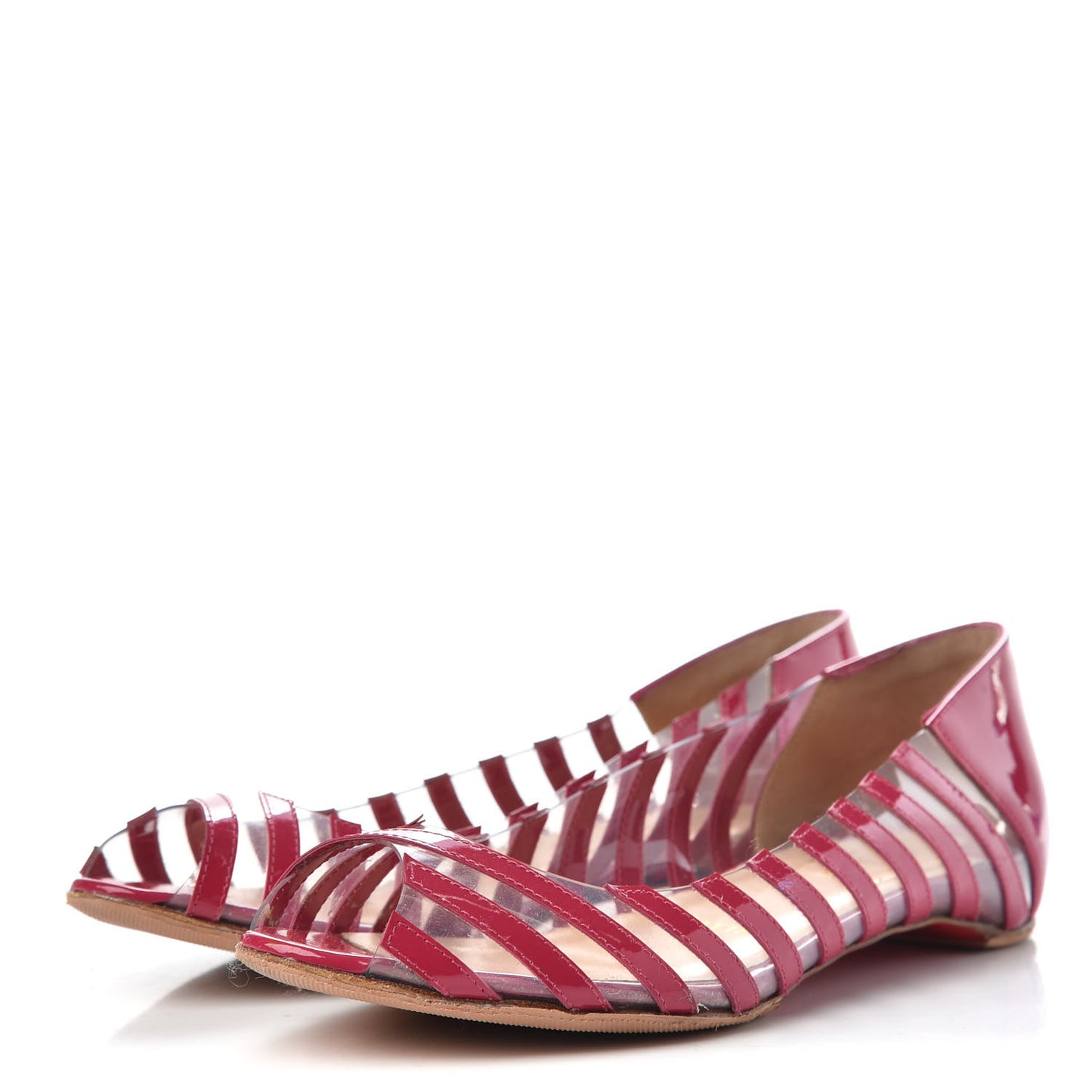 Patent PVC Striped A6 Flats 35 Red