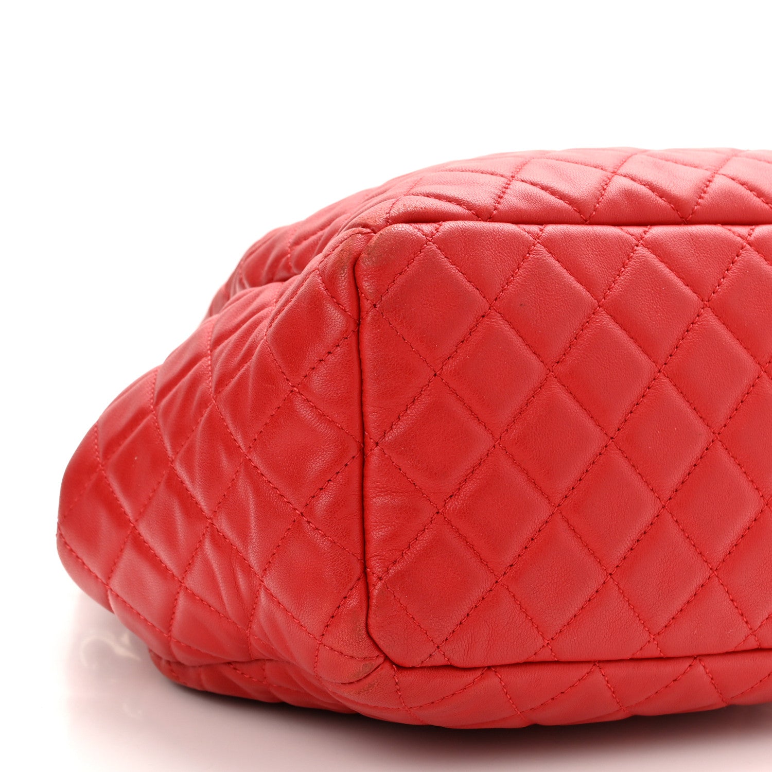 Chanel Lambskin Quilted Small CC Chain Drawstring Bucket Bag Red 8 of 10